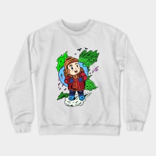 Cute cartoon boy travel colour Crewneck Sweatshirt